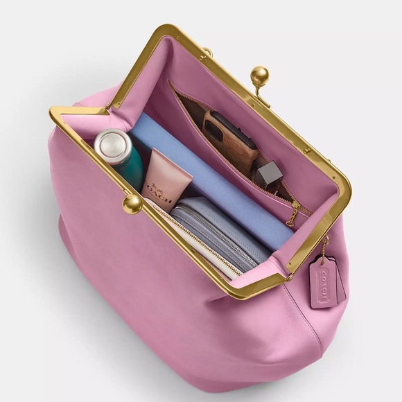 COACH Large Kisslock Frame Shoulder Clutch Bag (Pink) - NWT💝 - Picture 5 of 16